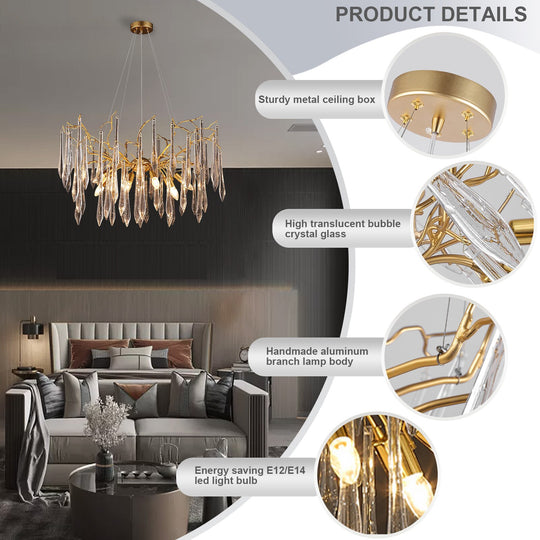 Living Room Nordic Crystal Pendant Light mominilights